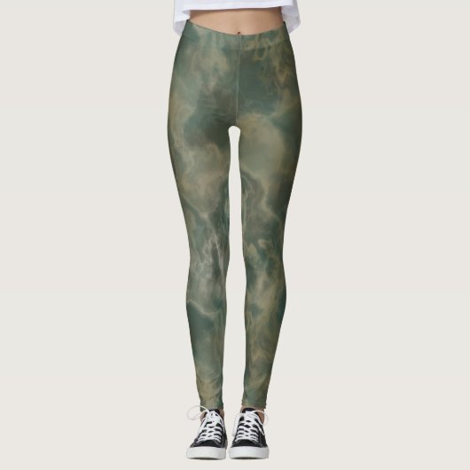Aquamariner und grüner Marmor Leggings (Vorderseite)