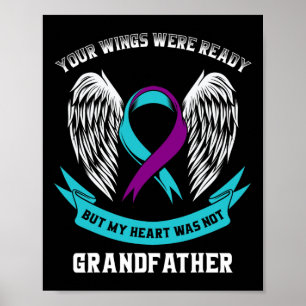 Aquamariner und Lila Ribbon Suizidgedanken Großfat Poster