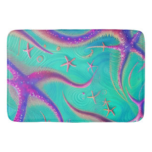 Aquamariner und Lila Starfish Beachy Badematte