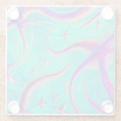 Aquamariner und Lila Starfish Beachy Glasuntersetzer (Rückseite)