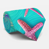 Aquamariner und Lila Starfish Beachy Krawatte (Gerollt)