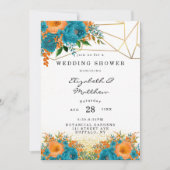 Aquamariner und orangefarbener Polterabend Einladung (Vorderseite)