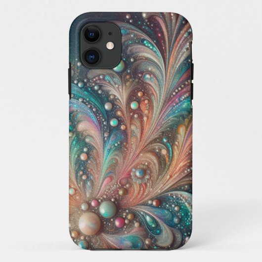 Aquamariner und pfirsichfarbener Glitzer Case-Mate iPhone Hülle (Rückseite)