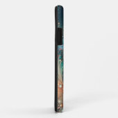 Aquamariner und pfirsichfarbener Glitzer Case-Mate iPhone Hülle (Hinten/Rechts)