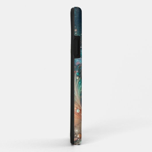 Aquamariner und pfirsichfarbener Glitzer Case-Mate iPhone Hülle (Hinten/Rechts)