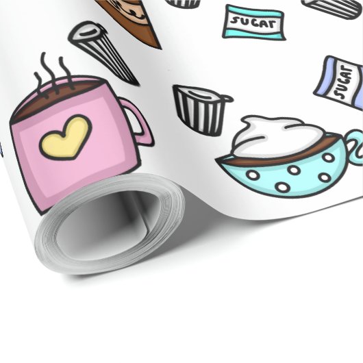 Aquamariner und rosa niedlicher Kaffee Geschenkpapier (Rolleneckpunkt)