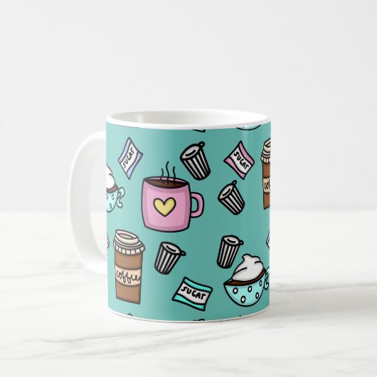 Aquamariner und rosa niedlicher Kaffee Kaffeetasse (Vorderseite Links)