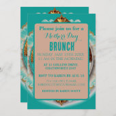 Aquamariner und rosa Scrapbook Style Muttertag Einladung (Vorne/Hinten)