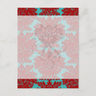 aquamariner und roter Aquakulturdamast Postkarte