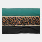 Aquamariner und schwarzer Leopard-Tierdruck Geschirrtuch (Horizontal)