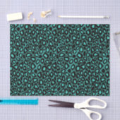 Aquamariner und schwarzer Leopard-Tierdruck Seidenpapier (Handwerk)