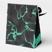 Aquamariner und schwarzer Marmorlook Geschenkschachtel (Rückseite)