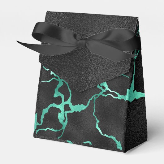 Aquamariner und schwarzer Marmorlook Geschenkschachtel (Vorderseite)