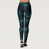 Aquamariner und schwarzer Marmorwirbel Abstrakt Leggings (Rückseite)