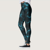 Aquamariner und schwarzer Marmorwirbel Abstrakt Leggings (Links)