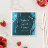 Aquamariner und silberer Agate-Marmor 16 . Geburts Serviette (Beispiel)