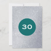 Aquamariner und silberer Glitzer Überraschung Part Einladung (Rückseite)