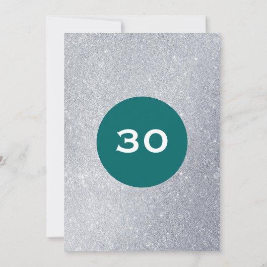 Aquamariner und silberer Glitzer Überraschung Part Einladung (Rückseite)