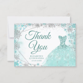 Aquamariner und silberer Schneeflocken Winter Mis Dankeskarte