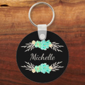 Aquamariner und Silver Custom Monogram Schlüsselan Schlüsselanhänger (Vorderseite)