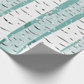 Aquamariner und weißer Birkenbaum im Winter japani Geschenkpapier (Ecke)