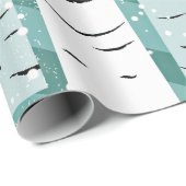Aquamariner und weißer Birkenbaum im Winter japani Geschenkpapier (Rolleneckpunkt)