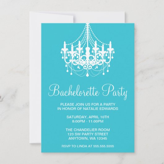 Aquamariner und weißer Junggeselinnen-Abschied Einladung (Vorderseite)