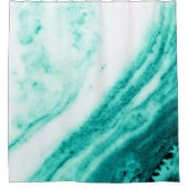 Aquamariner und weißer Marmor Duschvorhang (Vorderseite)