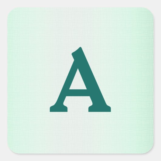 Aquamariner und weißer Personalisierter Monogramm- Quadratischer Aufkleber (Vorderseite)