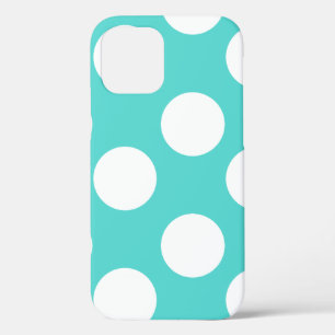 Aquamariner und weißer Polka-Punkt-Telefon-Kasten iPhone 12 Hülle