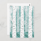 Aquamariner und weißer Snowy Birch Tree Winter Postkarte (Vorne/Hinten)