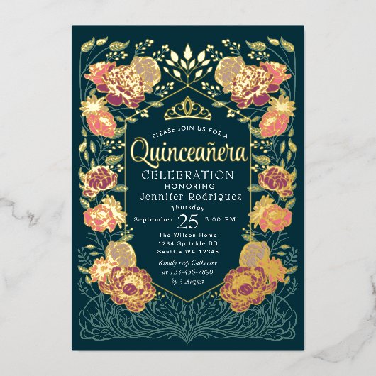 Aquamariner verzauberter Garten Blumenkohl Folieneinladung (Vorderseite)