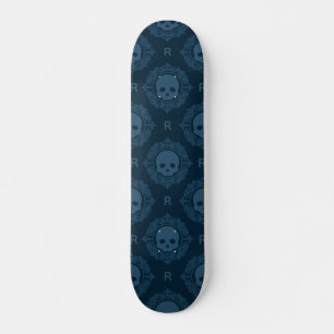 Aquamariner Viktorianischer Gothic-Schädel und Mon Skateboard