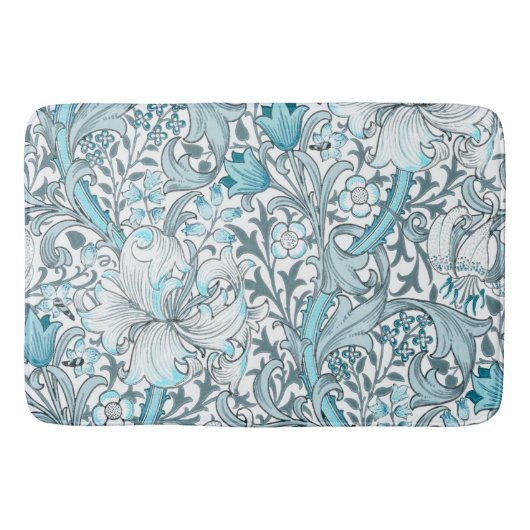 Aquamariner Vintager Blumenstil Badematte (Vorderseite)