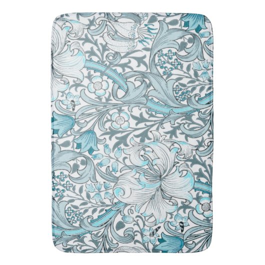 Aquamariner Vintager Blumenstil Badematte (Vorderseite Vertikal)