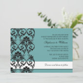 Aquamariner Vintager Blumenwirbel Einladung zur Ho (Stehend Vorderseite)