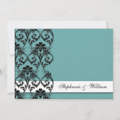 Aquamariner Vintager Blumenwirbel Einladung zur Ho (Rückseite)