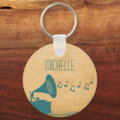 Aquamariner Vintager Gramophon Schlüsselanhänger (Vorderseite)