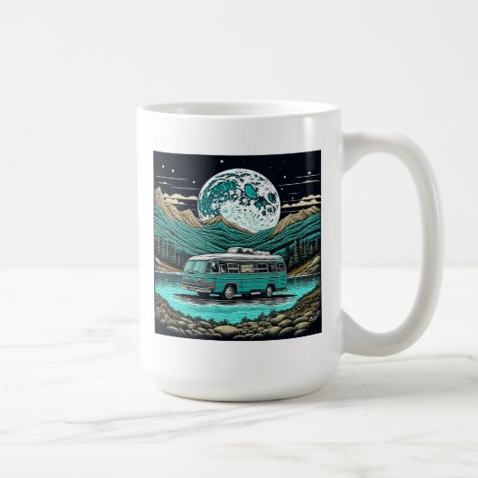 Aquamariner Vintager RV Camper im Berg Retro Kaffeetasse (Rechts)