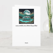 Aquamariner Vintager RV Camper im Berg Retro Karte (Rückseite)