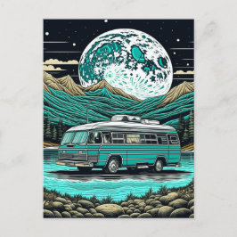 Aquamariner Vintager RV Camper im Berg Retro Postkarte