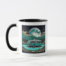 Aquamariner Vintager RV Camper im Berg Retro Tasse