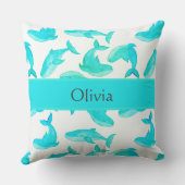 Aquamariner Wal, Ihr Name Ozeanleben Kissen (Rückseite)