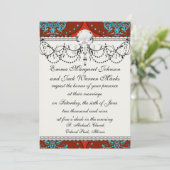 aquamariner Wasserdamast Einladung (Stehend Vorderseite)