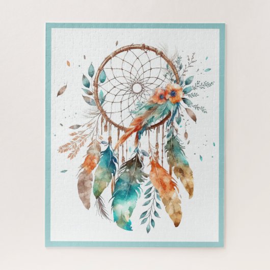 Aquamariner Wasserfarben-Dreamcatcher Puzzle (Vertikal)