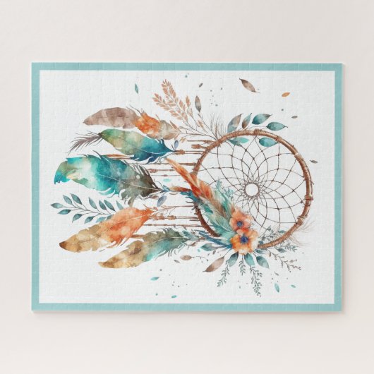 Aquamariner Wasserfarben-Dreamcatcher Puzzle (Horizontal)