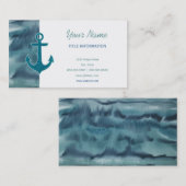 Aquamariner Wasserfarben-Glitzer-Anker Visitenkarte (Vorne/Hinten)