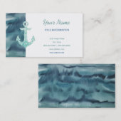 Aquamariner Watercolor-Glitzer-nautischanker Visitenkarte (Vorne/Hinten)