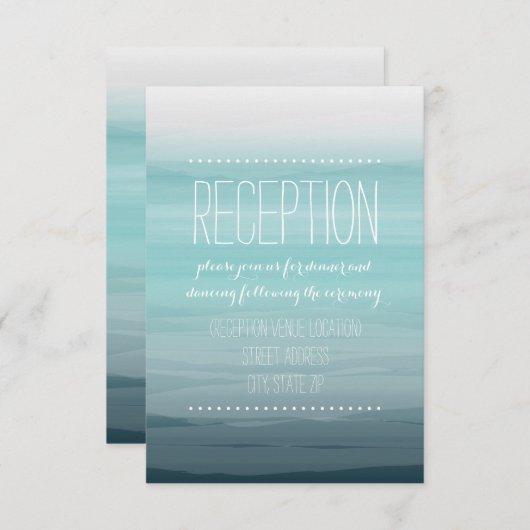 Aquamariner Watercolor inspirierter Ombre Begleitkarte (Vorne/Hinten)