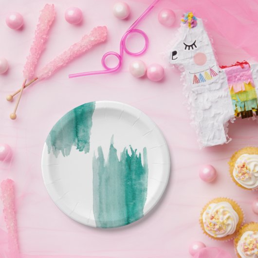 Aquamariner Watercolor-Papier-Teller Pappteller (Party)